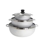 IMUSA 1.5/3.5/7.0qt Cast aluminum Caldero 3pc Set with Glass Lid - 18/24/30cm