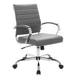 LeisureMod Benmar Checkered Box Modern Executive Leatherette Office Chair (Grey)