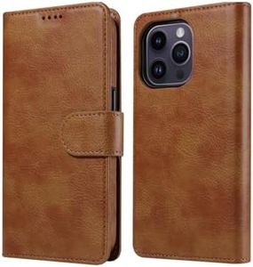 RadEnergy EMF Protection Anti Radiation iPhone Leather Flip Folio Case for iPhone, Genuine Leather Wallet Case/Cover with Card Holder & Stand Function (Brown, iPhone 14 Pro Max)