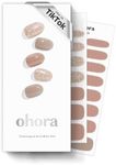 ohora Semi Cured Gel Nail Strips (N Carmel) - Nude, Glitter, Works with Any UV/LED Nail Lamps, Salon-Quality, Easy to Apply & Remove - Valentine's Day Gel Nail Wraps, Stickers, Romantic Gift Ideas