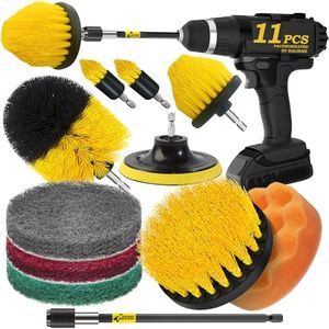 Holikme 6 Piece Drill Brush Attachment Set Scouring Pads Power Scrubber Brush Scrub Pads Cleaning Kit-All Purpose Cleaner for Bathroom Surfaces Grout Floor Tub Shower Tile Corners