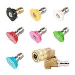 7 pcs Quick Release Pressure Washer Spray Nozzles with Quick Connecting Pivoting Coupler, 4500 PSI 1/4”Plug, 90 Degree Rotation, Cleaning Hard to Reach Areas