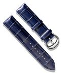 YODI Premium Leather Watch band Alligator Replacement Strap Stainless Steel Buckle Bracelet, Crocko lather smartwatch straps for Men Women 20mm || 22mm (BLUE, 22MM)