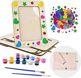 Aweyka Picture Frame Painting Craft Kit, 5 Packs 6 x 8 inch DIY Wooden Photo Frames with Stand & Clear Protector, Painting Tools Set, Eva Stickers for Father Day Gift, Kids Craft, Paint and Decorate