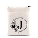 HOLLP Alphabet Book Cover A/C/J/K/M/ Letter Initial Waterproof Zipper PouchInitial English Book Sleeve(J--Book Sleeve)