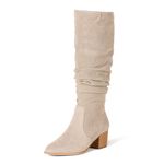 Amazon Essentials Women's Tall Block Heel Boots, Taupe, 10