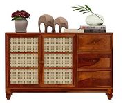 WOODSTAGE sheesham Wood Standard Chest of Storage Drawers and Cabinet for Home Living Room Hall Wooden Sideboard Cabinet Drawers Furniture (Honey Finish)