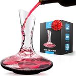 Zulay Red Wine Decanter - Hand Blown Crystal Wine Aerator - Decanter Wine Carafe - Full Bottle Wine Pitcher - Wine Gifts, Wine Accessories 60 oz