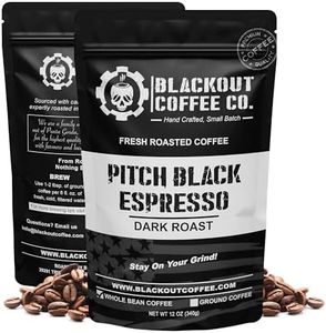 Blackout Coffee Pitch Black Espresso Extra Dark Roast - Aromatic, European-Style Espresso - Small Batch Freshly Roasted in the USA - 12 oz Bag (Whole Bean Coffee)