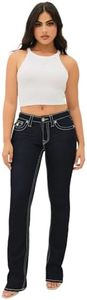True Religion Women's Becca Mid Rise Bootcut Flap Big T Stitching Jeans for Women - Body Rinse, Body Rinse, 28