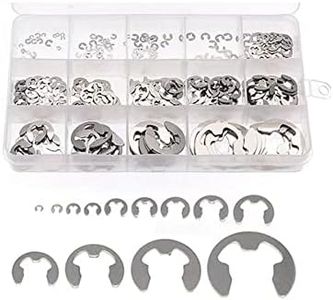 CAASFOOY Retaining Rings Assortment Set, 304 Stainless Steel External Snap Ring Clip Kit, 1.2-15mm E Circlip Retainer Rings for Projects–Car Engines, Locking Mechanisms and Other Shafts(290Pieces)