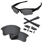 PapaViva Replacement Lenses & Rubber Kits for Oakley Flak Jacket XLJ OO9009 Black Grey - Polarized
