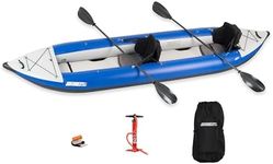 Sea Eagle 420X Explorer Inflatable Kayak- Fishing, Touring, Camping, Exploring &White Watering-Self Bailing, Removable Skeg, Drop Stitch Floor (420X Pro w/Carbon Paddle Package)