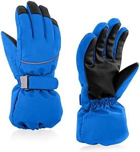 Kids Winter Glove Boys Girls Snow Ski Waterproof Gloves for Teens Fleece Lining Warm Mittens Outdoor (Blue, 7-11T)