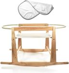 Moses Basket Stand - Wooden Rocking Moses Basket Stand for Baby Bassinets - Adjustable Bassinet Rocker Crafted From Natural Wood - Perfect For Newborns - Includes Bonus Change Mat -Basket Not Included