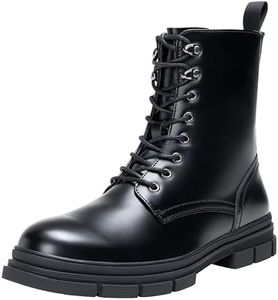 Jousen Mens Boots High Top Motorcycle Boots Fashion Zipper Mens Casual Boots Chukka Dress Combat Boots(AMY8418 black 10)