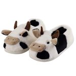 Fuzzy Cow Slippers for Women, Kids Funny Novelty Cow Slippers Thick Sole Soft Cartoon Slippers Winter Cozy Cute Animal Warm Home Slippers Sliders Cow Gifts for Women Couple, Family, Toddler