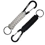 Kadactive Paracord Keyrings with Carabiner Keyring Clip - 2 Pack keyrings for Backpack, Survival, Camping - Paracord Key Chain Key Holder - Key Lanyard for Men - car Keyring - Black