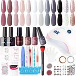 Gellen Gel Nail Polish Set Starter Kit - Gel Nail Polish Kit Black and White Classic 12 Colors with 72W LED Nail Lamp, Nail Gel Kit with Base Top Coat, Gel Polish Kit Home Manicure Set 6ml Each