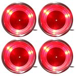 Amarine Made 4 PCS 3 LED Red Stainless Steel Cup Drink Holder with Drain & LED Red Marine Boat Rv Camper