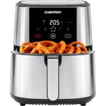 Chefman TurboFry® Touch Air Fryer, XL 7.5 Litre Family Size, 1800W Power, 4 Presets, Uses No Oil, Nonstick Dishwasher-Safe Parts, Automatic Shutoff, Stainless Steel, Uk