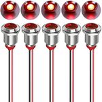 Gebildet 5pcs 12mm AC/DC 12-24V LED Waterproof Metal Indicator Light Signal Indicator Lamp Pilot Dash Directional with Wire(Red)