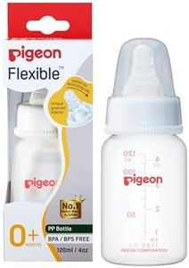 Pigeon Flexible Nursing Baby Feeding Bottle for New Born | Japan's No.1 Brand | Ideal for 0+ Month Babies | BPA Free | Anti-Colic Nipple | Transparent | 120 ml