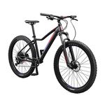 Mongoose Tyax Comp Adult Mountain Bike, 27.5-inch Wheels, Tectonic T2 Aluminum Frame, Rigid Hardtail, Hydraulic Disc Brakes, Womens Small Frame, Black