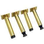 Zohra Hardware 4 Pcs Metal Adjustable Straight Shaped Furniture Legs, Latest Style Coffee Table Sofa Feet Kitchen Table Legs Bathroom Cabinet Cupboard Feet (6 Inches, Gold)