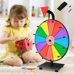 Klvied 12 Inch Heavy Duty Prize Wheel, 12 Slot Tabletop Color Spinning Wheel with 2 Model Clicker, Carnival Spin Wheel with Dry Erase Markers and Eraser for Trade Show, Fortune Spin Game