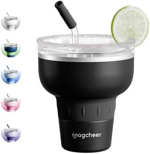 magcheer 16 oz Cocktail Tumbler with Lid and Straw - Stainless Steel Insulated Margarita Tumbler - 320° Sippable Stemless Wine Cup for Party | Black