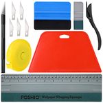 FOSHIO Wallpaper Smoothing Tool Kit, Red Hard Squeegee, 11.5 Inch Wallpaper Wrapping Sqeegee, 4 Inch Felt Squeegee with Micro Squeegee, Safety Cutter and Craft Knife, Tape Measure Vinyl Wrap Tool Kit