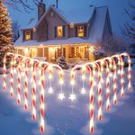 FWLWTWSS Candy Cane Christmas Decorations - 12 Pack Candy Cane Lights Outdoor with 8 Modes, Solar Lights Candy Cane Decorations with Control USB Rechargeable, Outside Christmas Lights for Garden