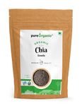 Pure Organio Organic Chia Seeds - NPOP Indian Organic Certified - High Fiber Seeds for Eating, Rich in Omega-3, Protein & Antioxidants, Sabja Seeds for Smoothies (200 Gm)