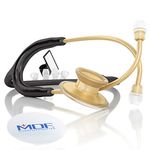 COLMED MDF Acoustica Deluxe Lightweight Dual Head Stethoscope - Free-Parts-for-Life & - Gold and White (MDF747XP-K29)