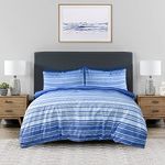 Sleepdown Duvet Cover Set, Polycotton, Navy Blue White, Double