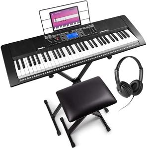 Max Rhapsody61M Clavier Électronique, 61 Touches Sensibles à la Vélocité, Pack complet, Lecteur MP3 et Connexion MIDI, Deux Haut-parleurs Intégrés, Idéal pour Démarrer le Piano