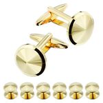 Cufflink for Men with Tuxedo Shirt Studs, Cufflink and Tuxedo Shirt Studs for Men, Silver and Gold Tone Cuff links for Men, Small, Brass, not know