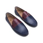 BARON & BAY Men's Hand Stitched Italian Leather Loafers/Moccassin Comfortable and Design Casual & Fromal Shoes for Men, Blue & Burgundy Color (Size - 8)