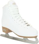 Riedell Horizon Junior Kids Ice Skates for Girls and Boys - Supportive Uppers with Plush Padded Lining, Smooth Stainless Steel Blades, and PVC Soles - White - 13 JR