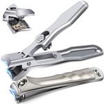 German Nail Clippers for Men Thick Nails, 2024 Upgrade Large Toenail Clippers for Seniors Thick Toenails with Wide Opening, Ultra Sharp Anti Splash Fingernail Clipper Cutter Long Handle with Catcher