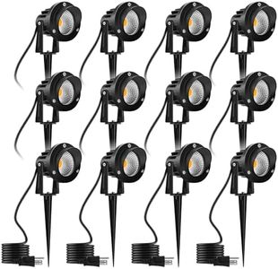 Romwish LED Landscape Spotlights, 10W Outdoor Spotlights for Yard, 3000K Warm White, 120V AC Spot Light with Ground Spike, Waterproof Landscape Lighting for House Garden Lawn Decorative (12Pack/10W)
