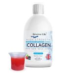 Reverse Life - Marine Collagen - Hydrolysed Peptide Supplement Drink Infused with Vitamin C, D, Hyaluronic Acid, and Biotin - High Strength Dietary Supplement 10000mg