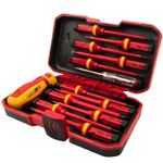 Tolsen 13pcs VDE Insulated Electricians Screwdriver Set with Rubber Handle in Hard Case | Interchangeable | Magnetic Tips | 1000V | Ideal for Electrical, Home and DIY Projects