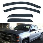LQQDP 4pcs Front+Rear Smoke Sun/Rain Guard Outside Mount Tape-On Acrylic Window Visors compatible with 14-18 Silverado/GMC Sierra 1500 15-18 2500/3500 HD Double/Extended Cab With Half Size Rear Doors