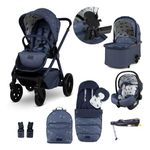 Cosatto Giggle 4 Travel System Everything Bundle | Pram, Pushchair, Carrycot & Tote, Infant Carrier Car Seat & Base | Birth-4 Years, i-Size Group 0 | Compact Fold, Footmuff, Bag, Raincover (Skylark)