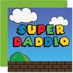 Stuff4 Super Birthday Cards for Dad - Super Daddio - Birthday Card for Dad from Daughter Son Child Toddler Baby 1st Father's Day 145mm x 145mm Video Game Gamer Dad Funny Greeting Cards