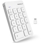 Macally 2.4G Wireless Numeric Keypad USB C - The Perfect MacBook Sidekick - Rechargeable USB C Number Pad with 18 Scissor Switch Keys - Type C Numeric Keypad for Mac PC iPad and Chrome - White