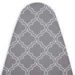 Encasa XO Ironing Board Cover with 3mm Thick Felt Pad for Steam Press (Fits Standard Large Boards of 125x39 cm) Heat Reflective, Scorch & Stain Resistant, Printed - Grey Tiles
