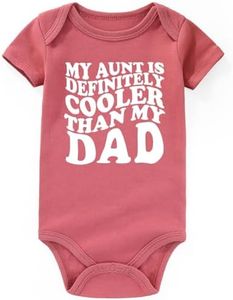 BESDEAR My Aunt Is Cooler Than My Dad Baby Outfits Aunties Bestie Baby Clothes Girl Boy Funny Baby Bodysuits Gifts Mauve 3-6 months